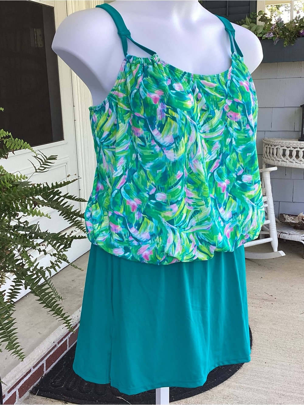 Kim Gravel x Swimsuits For All Blouson Tankini with Skirted Bottom Size 12 NWT